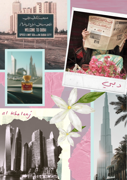 Collage of inspiration for Dubai niche fragrance